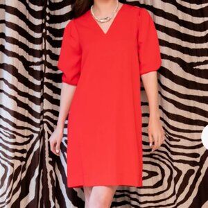 Lilli Sucre V Neck Red Tunic Dress with pleated shoulders Size Large NWT